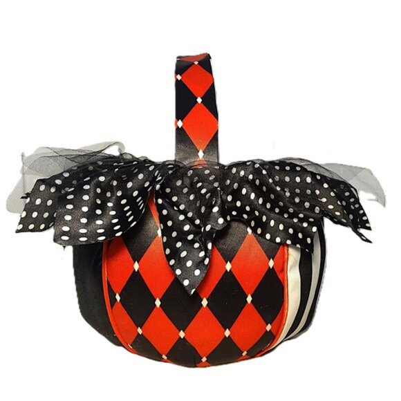 Spirit Halloween Trick or Treat Bag Purse Red Black Diamond Polka Dot Bow - Picture 3 of 9